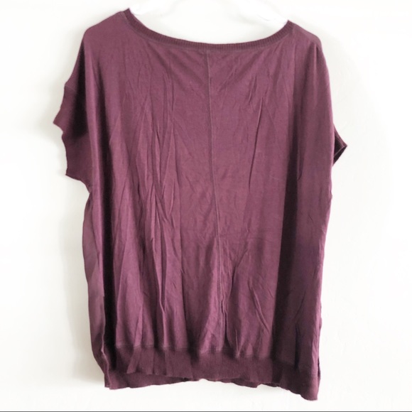 Halogen | Sheer Front Knit Short Sleeve Blouse Top - Picture 2 of 6